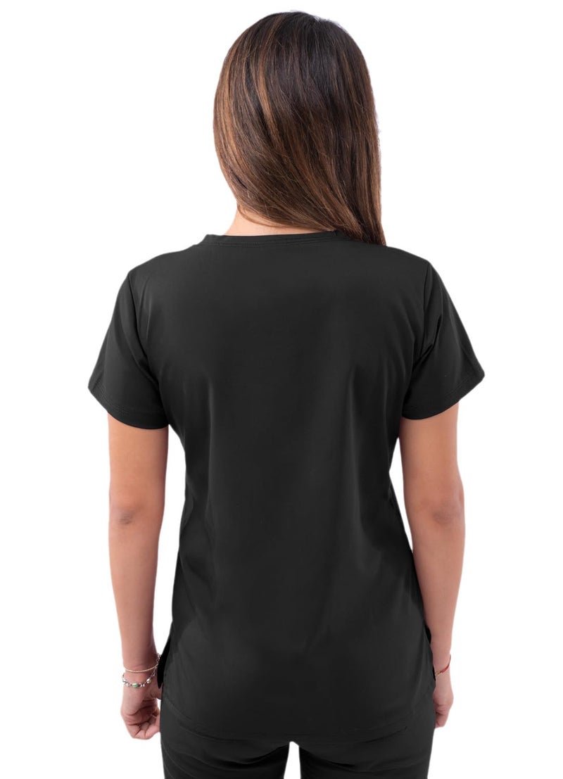 Adar Uniforms Pro Scrubs for Women - Sweetheart V-Neck Top - P4210 - Black - XS - Image 2